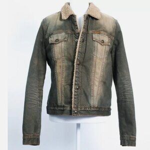 7 for all Mankind Sherpa Lined Denim Womens Jacket VINTAGE, Large